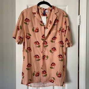 H&M button up short sleeve cherry shirt